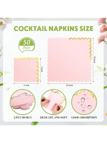 20/40/80pcs Scalloped Cocktail Napkins With Gold Foil Accents Beverage Napkins Scalloped Disposable Paper Napkins For Wedding Dinner Birthday Party Supplies 5 X 5''