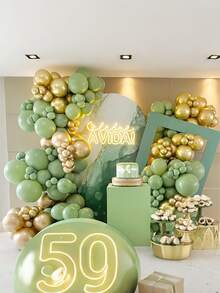 Sage Green Platinum Balloon Wreath Arch Set With Balloon Box For Birthday Baby Shower, Baby Birthday Party, Baby Theme Party - Multicolor - View 5