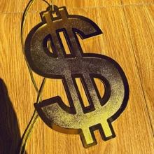 1pc Dollar Sign Electroplated Decor, Desktop Ornament & Hanging Accessory For Christmas Tree, Happy New Year, Financial Offices, Bars, Studios, Modern Spaces, Gold Money Wall Decor, Brilliant Gold Effect, Perfect Room Decoration