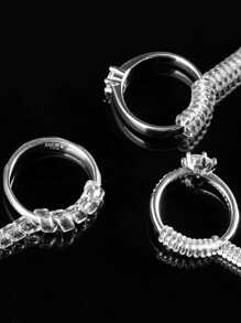 4 piezas - Ajustador de anillo de silicona flexible, ajustador de talla de anillo, espaciador de anillo o apretador de anillo - Retenedor de anillo invisible - Almohadilla reductora de talla de anillo para bodas, se ajusta a casi cualquier talla de anillo, unisex - Accesorios de anillo DIY para bodas