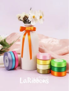 1pc 25 Yards Solid Satin Ribbon, Handmade Fabric Satin Ribbon For Baking, Gift Wrapping, DIY Crafts, Hair Accessories, Wedding Decoration, Sewing, Invitation, Bouquet, Christmas, In Light Champagne Color - Multicolor - View 11