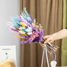 Ramo de 17,7 pulgadas/1 manojo de hierba pampa de estilo bohemio y colorida - Flores secas y artificiales, adecuado para decoración del hogar, baño, boda y diseño de mesas DIY, regalos de cumpleaños, graduación, decoración de otoño