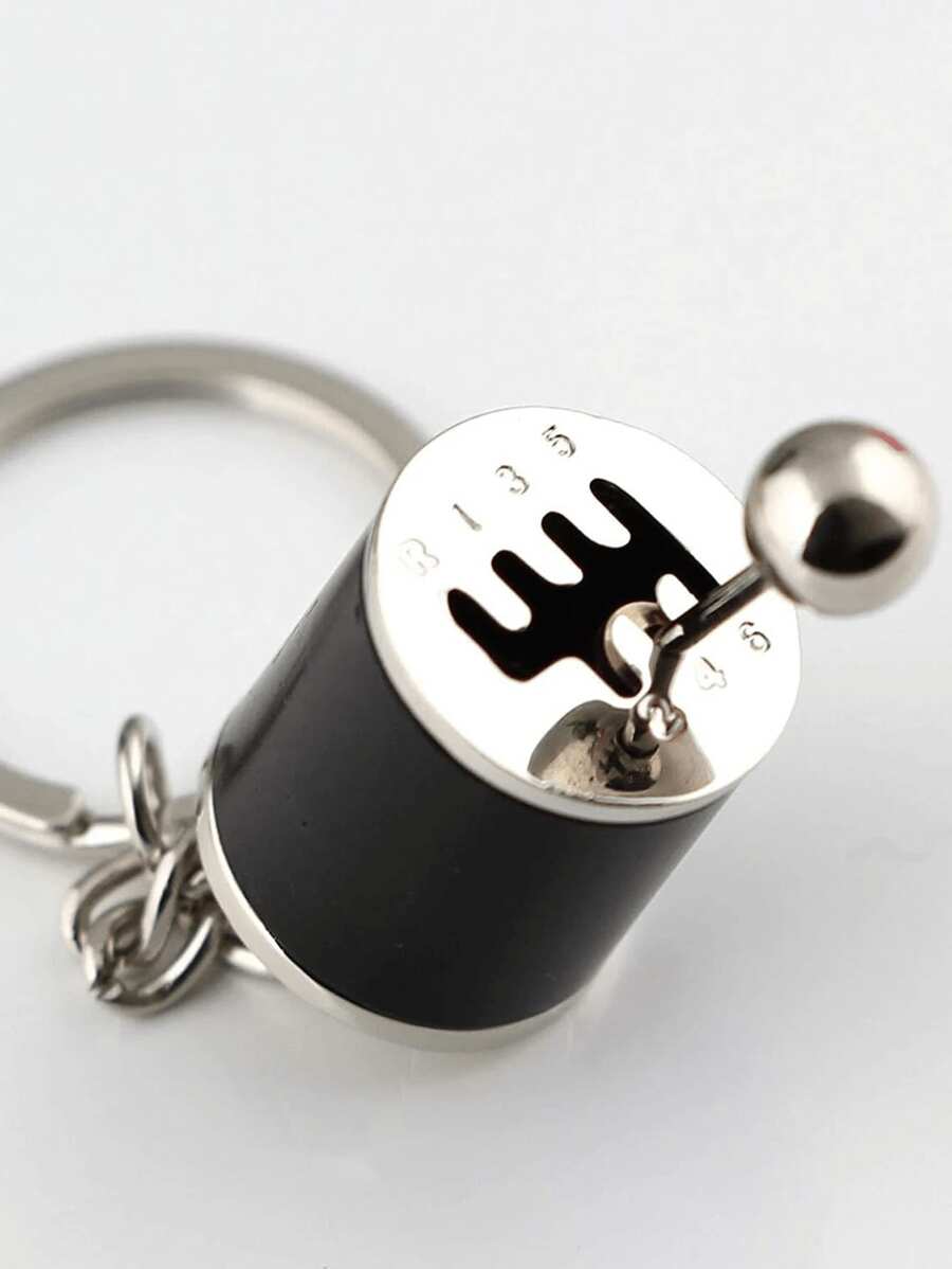 [Mini Alloy Gear Shift Keychain] Alloy Gearbox Keychain - Non-Braided Fashion Gear Shift Stick Keyring Car Accessory - Mini Auto Part Model Keychain (Black)
