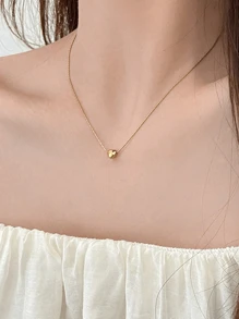 Biokia 1 colar com pingente de coração moderno, colar com design minimalista adequado para mulheres