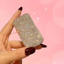 1 pieza Estuche de pastillas decorado con mini strass, caja de pastillas portátil pequeña y lujosa, estuche de almacenamiento de compartimentos con strass de alta gama para medicamentos de la mañana, tarde y noche
