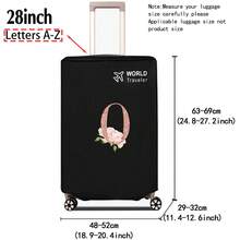 1pc Luggage Cover Non-Woven Suitcase Protector Baggage Dust Cover Suitable For 20-30 Inch Trolley Case Scratch-Resistant Luggage Protector Covers Rose Gold Initial Letter Pattern Travel Accessories Back To School Essentials
