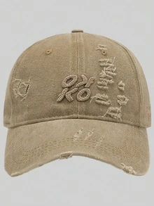 1 Piece Letter KO Reverse Design And KO Forward Design Embroidered Baseball Cap, Unisex Old Torn Soft Top Washed Hat, Sun Hat Suitable For Outdoors, Send Friends To Family - Multicolor - View 15