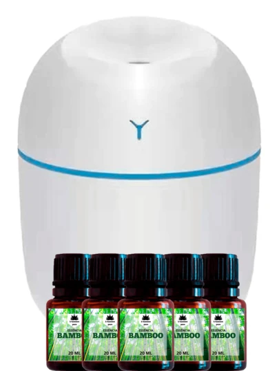 Kit Umidificador de Ar e Difusor Aromatizador Portátil EGG com 5 Essências Aromatizadoras Hidrossolúveis de 20ml | Deixe Qualquer Ambiente Perfumado com L' ESSENCE PURE