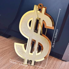 1pc Dollar Sign Electroplated Decor, Desktop Ornament & Hanging Accessory For Christmas Tree, Happy New Year, Financial Offices, Bars, Studios, Modern Spaces, Gold Money Wall Decor, Brilliant Gold Effect, Perfect Room Decoration