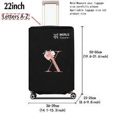 1pc Luggage Cover Non-Woven Suitcase Protector Baggage Dust Cover Suitable For 20-30 Inch Trolley Case Scratch-Resistant Luggage Protector Covers Rose Gold Initial Letter Pattern Travel Accessories Back To School Essentials