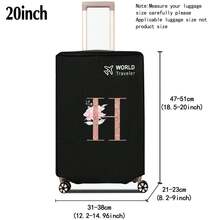 1pc Luggage Cover Non-Woven Suitcase Protector Baggage Dust Cover Suitable For 20-30 Inch Trolley Case Scratch-Resistant Luggage Protector Covers Rose Gold Initial Letter Pattern Travel Accessories Back To School Essentials