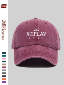 1pc "REPLAY" Fashionable Printed Baseball Cap, Funny Print Design, Black Papa Truckers Hat, Breathable & Comfortable, Solid Color Minimalist Retro Dad Hat, Adjustable Size, Suitable For All Seasons, Summer Outdoor Fishing Cap, Versatile For Men And Women, Ideal For Outdoor Cycling, Sports, Hiking, Fishing, Hunting, Father Fishing Holiday Birthday Gift - A - View 8