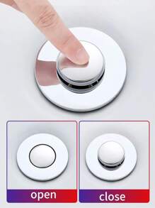 1pc Universal Bathroom Sink Stopper With Hair Catcher, Spring Core Bathtub Drain Cover, Plastic Core Pop Up Sink Plug, Basin Drain Strainer, Press Type Sink Plug, Bathroom Accessories, Bathroom Supplies