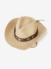 1pc Boho Animal Retro Print Rivet Inlaid Colorblock Water Drop Shaped Hat, Versatile For Men And Women, All Season