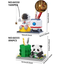 1543pcs Astronaut Pen Holder With Light, 3D Puzzle Model, Creative Educational Building Blocks, Makeup Storage Box, Home Decor, Birthday Gift - Multicolor - View 6