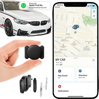 [Mini Car Tracker] Mini Hidden Car Tracker Device,Airtag Locator, Global GPS Tracker | No Monthly Fee, Magnetic Case, Air Tracker Tag With Apple Find My (IOS Only) For Tracking Keys Wallet Luggage Suitcase Bike