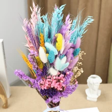 Ramo de 17,7 pulgadas/1 manojo de hierba pampa de estilo bohemio y colorida - Flores secas y artificiales, adecuado para decoración del hogar, baño, boda y diseño de mesas DIY, regalos de cumpleaños, graduación, decoración de otoño