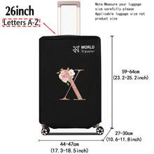 1pc Luggage Cover Non-Woven Suitcase Protector Baggage Dust Cover Suitable For 20-30 Inch Trolley Case Scratch-Resistant Luggage Protector Covers Rose Gold Initial Letter Pattern Travel Accessories Back To School Essentials