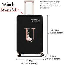 1pc Luggage Cover Non-Woven Suitcase Protector Baggage Dust Cover Suitable For 20-30 Inch Trolley Case Scratch-Resistant Luggage Protector Covers Rose Gold Initial Letter Pattern Travel Accessories Back To School Essentials