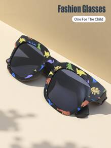 1 Pair Unisex Kids Dinosaur Framed Classic Retro Casual Fashionable Fashion Glasses, Suitable For Daily, Holiday, Party Use