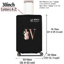 1pc Luggage Cover Non-Woven Suitcase Protector Baggage Dust Cover Suitable For 20-30 Inch Trolley Case Scratch-Resistant Luggage Protector Covers Rose Gold Initial Letter Pattern Travel Accessories Back To School Essentials