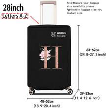 1pc Luggage Cover Non-Woven Suitcase Protector Baggage Dust Cover Suitable For 20-30 Inch Trolley Case Scratch-Resistant Luggage Protector Covers Rose Gold Initial Letter Pattern Travel Accessories Back To School Essentials