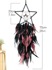 1 Stück schwarzer & rosa Kristall Lebensbaum Federtraum Catcher Wanddekoration im Gothic Stil, handgemacht mit Kristallsteinen