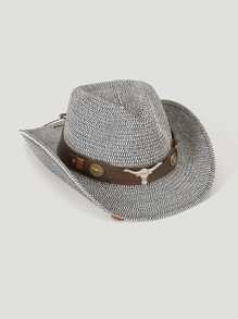 1pc Boho Animal Retro Print Rivet Inlaid Colorblock Water Drop Shaped Hat, Versatile For Men And Women, All Season