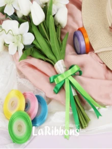 1pc 25 Yards Solid Satin Ribbon, Handmade Fabric Satin Ribbon For Baking, Gift Wrapping, DIY Crafts, Hair Accessories, Wedding Decoration, Sewing, Invitation, Bouquet, Christmas, In Light Champagne Color - Multicolor - View 5