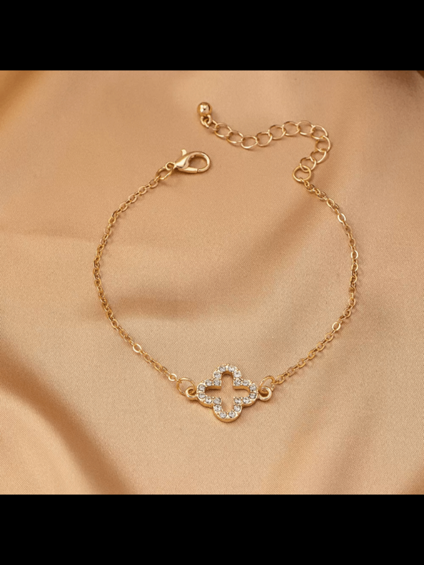 1pc Flower Micro-Inlay Zirconia Stone Women Bracelet, A Gift For Friends On Valentine's Day