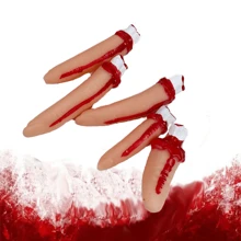 5pcs Halloween Creepy Prop Decor - Bloody Severed Finger, Realistic Decoration