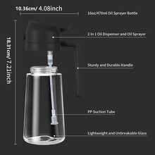 2 In 1 Oil Dispenser And Oil Sprayer, 470ml Dispenser Bottle Spray And Pour, Plastic Olive Oil Sprayer For Cooking, Oil Spray Bottle Mister Spritzer For BBQ, Air Fryer, Kitchen - Multicolor - View 8