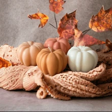 1 pièce Bougies en forme de citrouille de Thanksgiving aux parfums automnaux. Bougies chauffe-plat à la citrouille pour la décoration de la maison. Bougie à la cire artisanale parfumée pour la chambre, la salle de bain ou les fêtes (6 options de couleurs, parfumées)