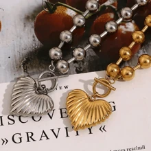 VKHK 1 Stück Vintage 18K vergoldete Edelstahl Herz Anhänger Halskette, geeignet für Frauen Alltag & Hochzeit, Geschenk