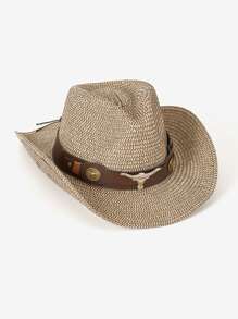 1pc Boho Animal Retro Print Rivet Inlaid Colorblock Water Drop Shaped Hat, Versatile For Men And Women, All Season