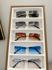 1 Pair, 3 Pairs Combo, 4 Pairs Combo, 5 Pairs Combo, 7 Pairs Unisex Rectangular Classic Frameless Luxury Fashion Glasses, Suitable For Daily Life And Outdoor Travel Accessories