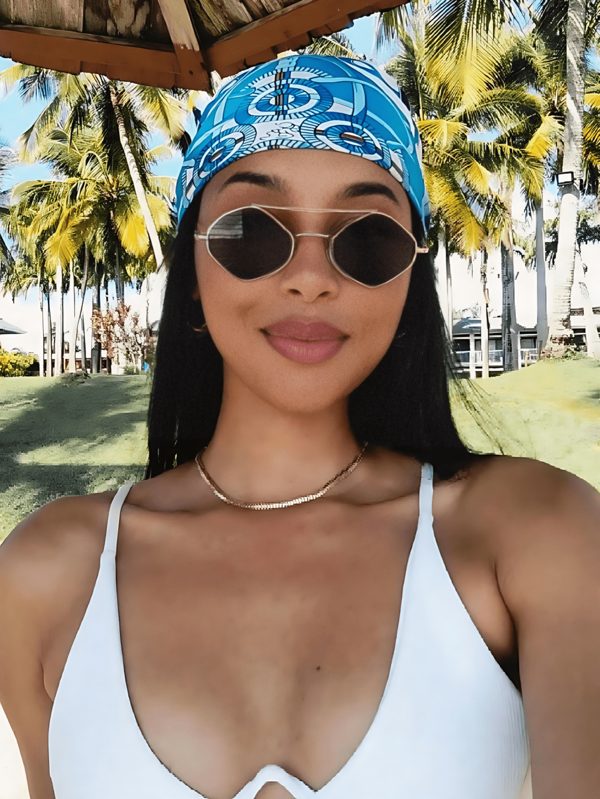 1 Pieza Pañuelo cuadrado estampado con cadena estilo bohemio para mujer, pañuelo de seda vintage multifuncional de 50CM para el verano, accesorios para el cabello, adecuado para uso diario y como regalo para vacaciones