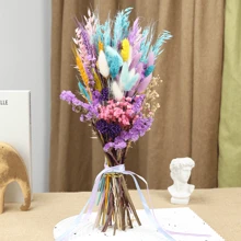 Ramo de 17,7 pulgadas/1 manojo de hierba pampa de estilo bohemio y colorida - Flores secas y artificiales, adecuado para decoración del hogar, baño, boda y diseño de mesas DIY, regalos de cumpleaños, graduación, decoración de otoño