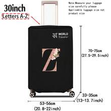 1pc Luggage Cover Non-Woven Suitcase Protector Baggage Dust Cover Suitable For 20-30 Inch Trolley Case Scratch-Resistant Luggage Protector Covers Rose Gold Initial Letter Pattern Travel Accessories Back To School Essentials