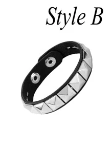 Brazalete de remaches negro multicapa, colgante con forma de corazón, brazalete de cadena con tachuelas, pulsera deportiva punk rock ajustable