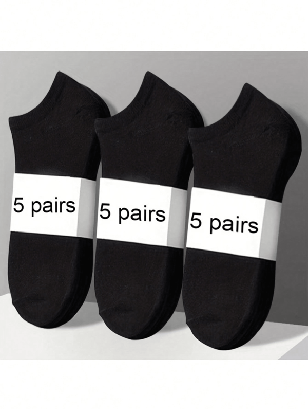 5 Pairs Minimalistic Solid Color Socks, Soft & Lightweight Unisex Low-Cut Socks, Suitable For Women's Tights & Hosiery