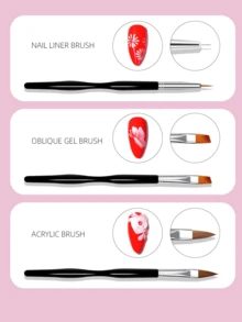 Assorted Nail Art Brush Set - Black - View 4