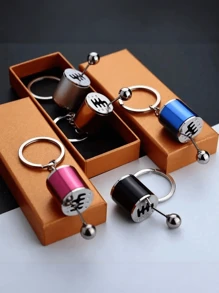 [Mini Alloy Gear Shift Keychain] Alloy Gearbox Keychain - Non-Braided Fashion Gear Shift Stick Keyring Car Accessory - Mini Auto Part Model Keychain (Black)