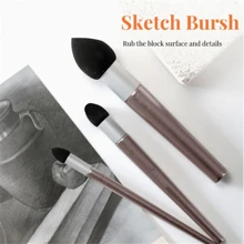 3 pièces Ensemble de stylos mixtes pour artistes - Pinceaux éponge lavables et réutilisables pour le croquis et la peinture - Parfait pour l'estompage, la surbrillance et la correction, pour la rentrée scolaire, fournitures scolaires