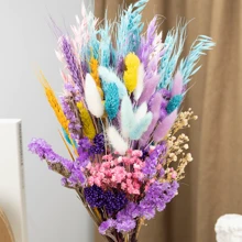 Ramo de 17,7 pulgadas/1 manojo de hierba pampa de estilo bohemio y colorida - Flores secas y artificiales, adecuado para decoración del hogar, baño, boda y diseño de mesas DIY, regalos de cumpleaños, graduación, decoración de otoño