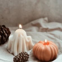 1 pièce Bougies en forme de citrouille de Thanksgiving aux parfums automnaux. Bougies chauffe-plat à la citrouille pour la décoration de la maison. Bougie à la cire artisanale parfumée pour la chambre, la salle de bain ou les fêtes (6 options de couleurs, parfumées)