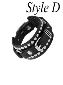 Brazalete de remaches negro multicapa, colgante con forma de corazón, brazalete de cadena con tachuelas, pulsera deportiva punk rock ajustable