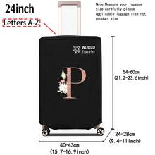 1pc Luggage Cover Non-Woven Suitcase Protector Baggage Dust Cover Suitable For 20-30 Inch Trolley Case Scratch-Resistant Luggage Protector Covers Rose Gold Initial Letter Pattern Travel Accessories Back To School Essentials