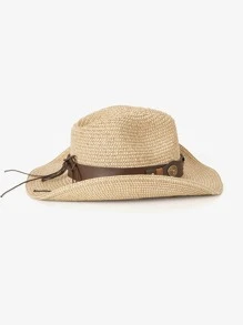 1pc Boho Animal Retro Print Rivet Inlaid Colorblock Water Drop Shaped Hat, Versatile For Men And Women, All Season
