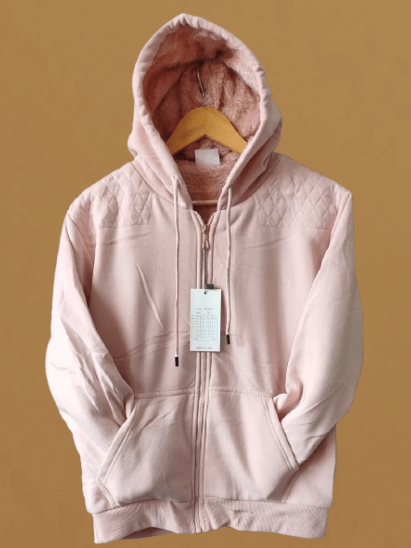 PLUS SIZE WOMEN'S BLOUSE WITH ZIPPER, POCKETS AND FUR - Watermelon Pink - View 1